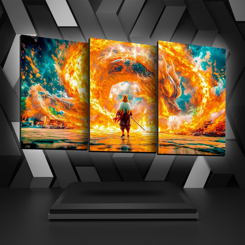 Set Your Heart Ablaze: Rengoku’s Spirit (Triptych)