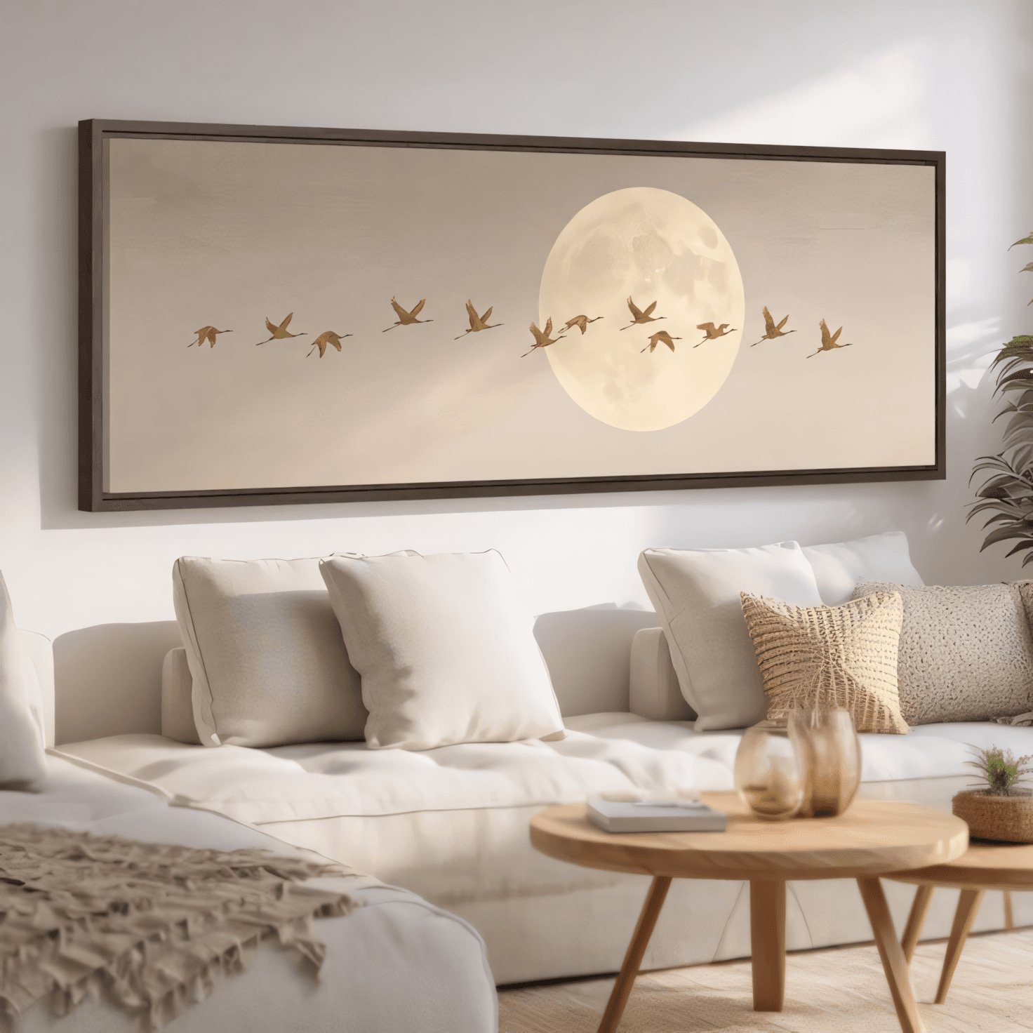 Golden Flight (Moonlight Cranes Panorama)