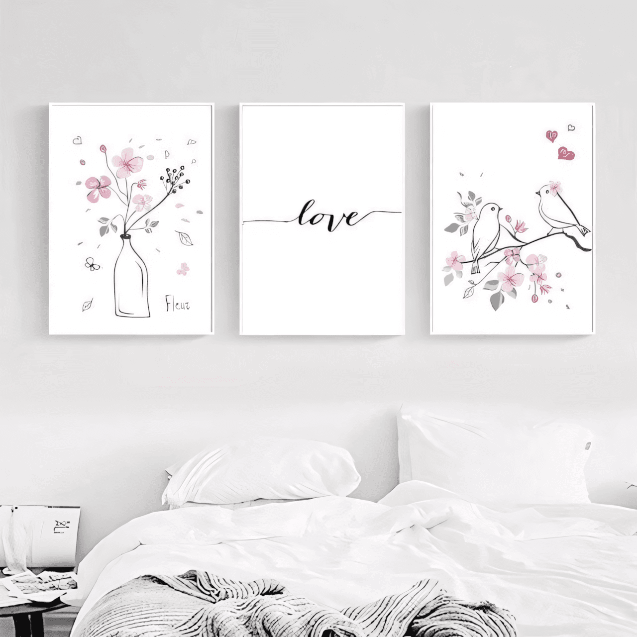 Cherry Blossom Love: Shabby Chic Triptych