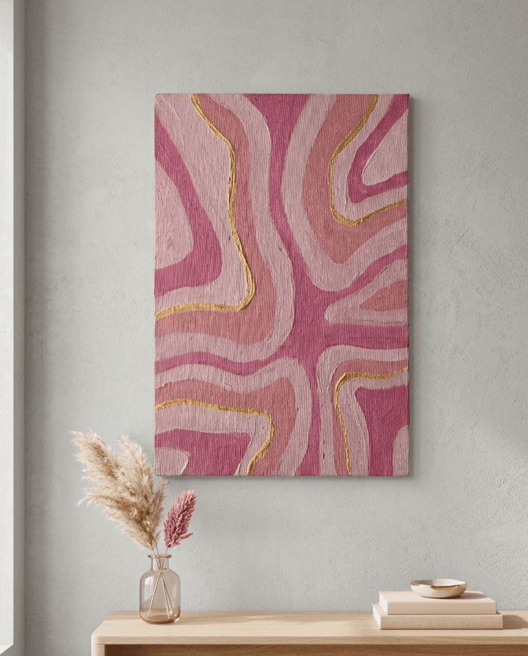 Velvet Tides: The Pink & Gold Abstract