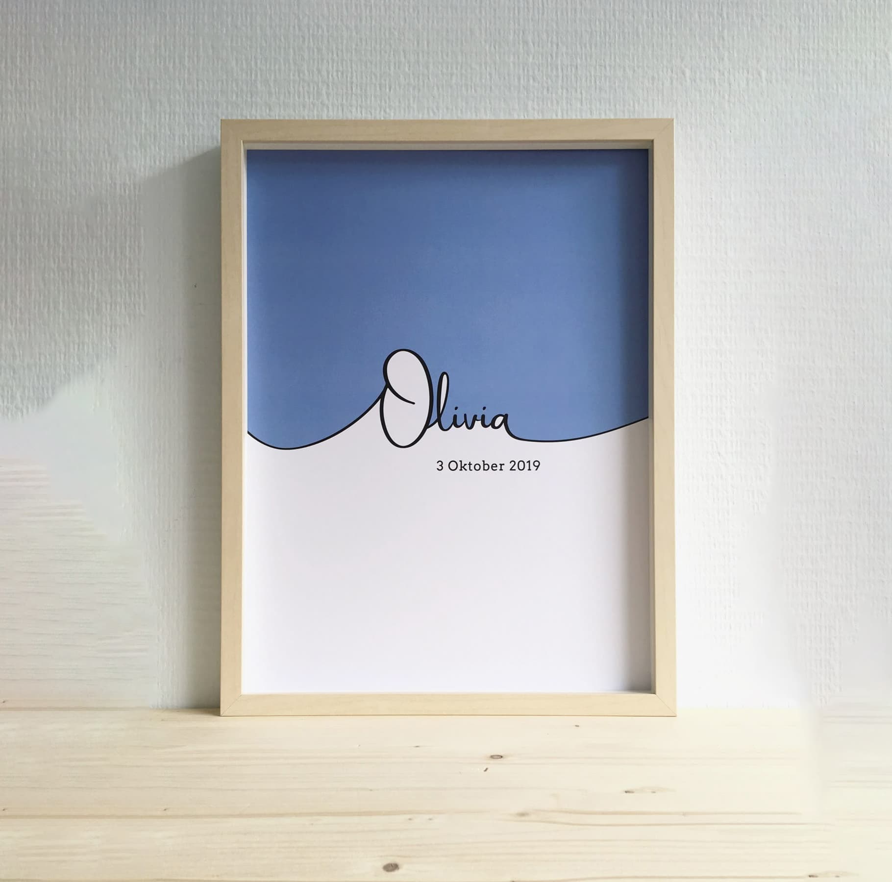 Monogram Birth Poster: Custom Sky Line