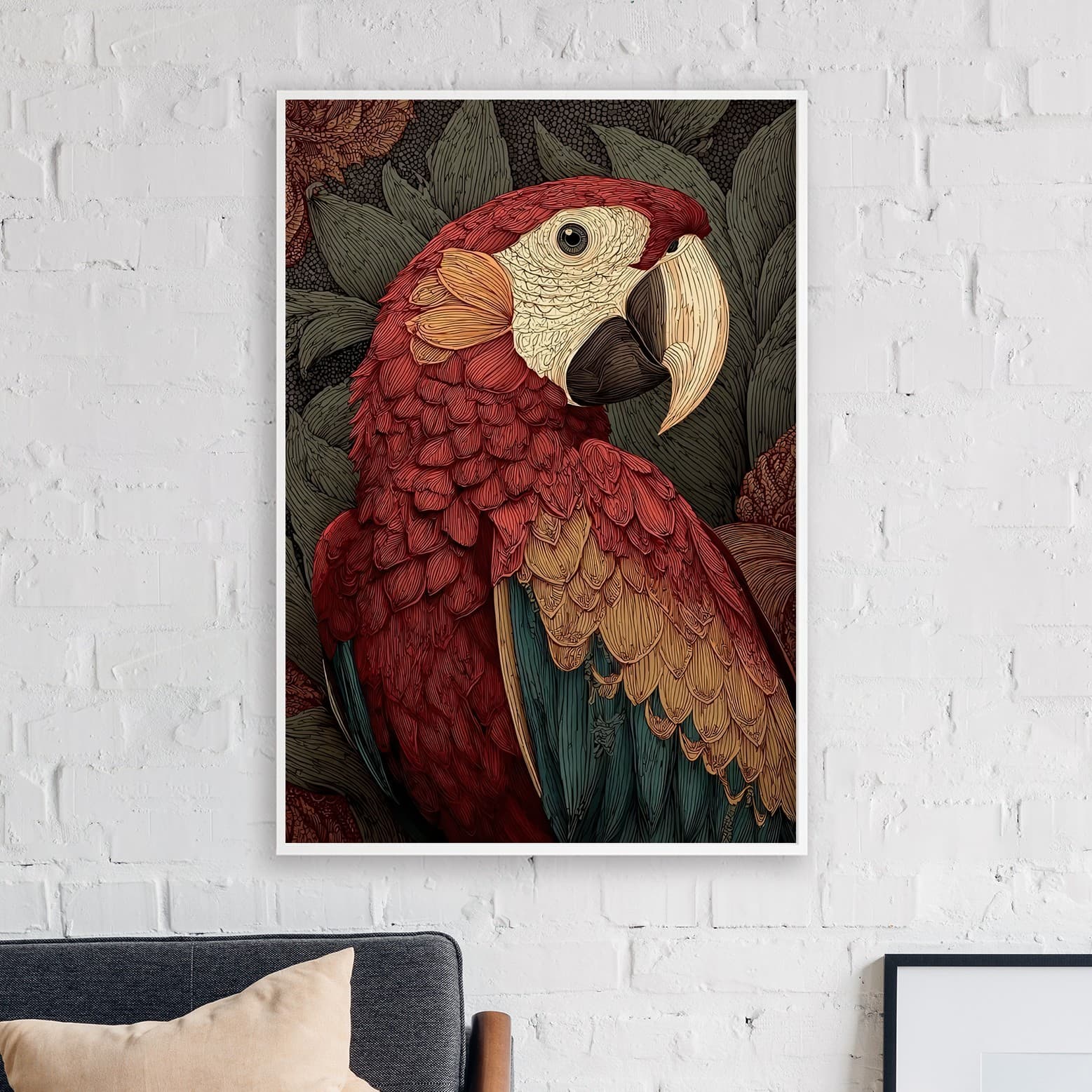 Mystic Scarlet: Engraved Jungle Parrot